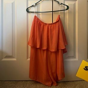 Peach strapless romper